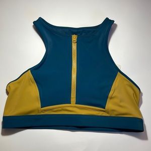 Fabletics Swim Top Blue/Gold XL NWT